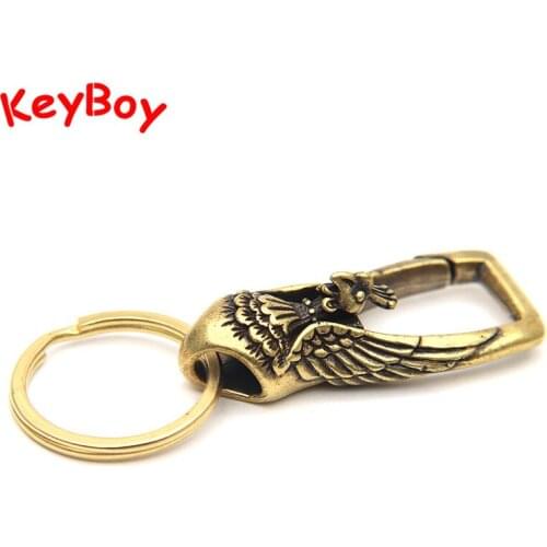 Copper Phoenix Head Keychain Antique Craft Key Chain Lobster Keyring Waist Bucket Brass Metal Retro Car Key Holder Jewelry Gifts