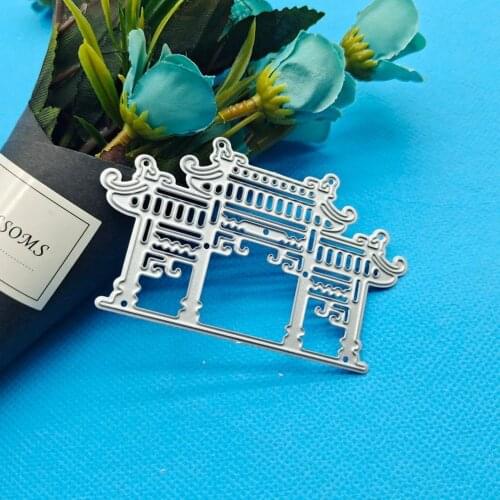 Metal Cutting Dies And Stamps Chinese Style Architecture Knife Stencils For Craft Scrapbook Greeting Card Cutting Dies 2021 New