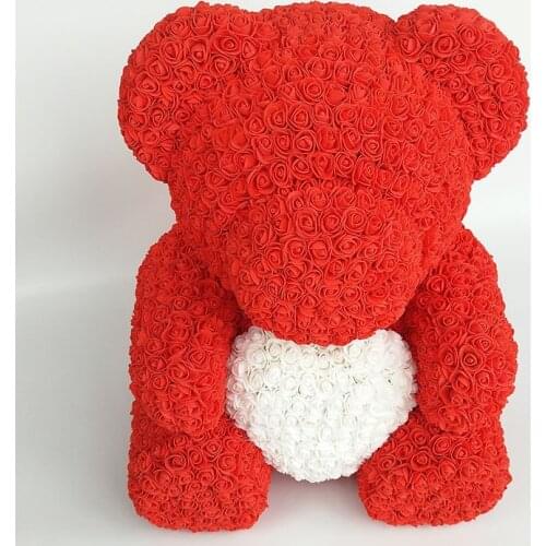 Teddy bear rose bear with heart artificial roses foam roses flower Valentines Day gifts Mothers Day 65 cm flowers