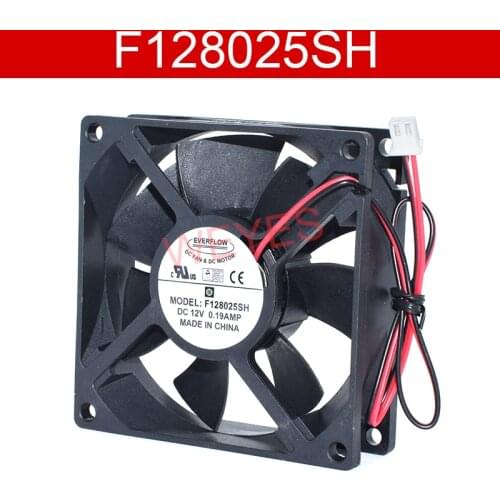 Original For EVERFLOW F128025SH DC12V 0.19A 80*80*25mm Two Lines Cooling Fan