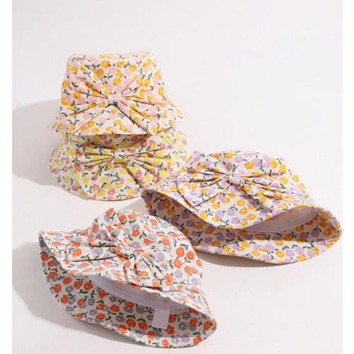 Flower Printed Bucket Hat Panama Fishing Cap Cute Hat Homme Femme Bob Chapeau Outdoor Sun Fisherman Hat