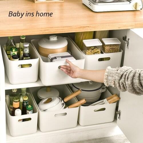 1PC Plastic Storage Box 3 Sizes Storage Basket Kitchen Snack Storage Box Bathroom Desktop Storage Basket Cosmetic Basket