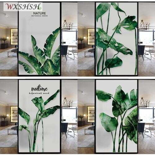 Custom Size WIndow Film Static Cling Flamingo Plants Pattern Privacy Protection Anti-UV Reusable Removable Tint-FIlm 40cmx100cm