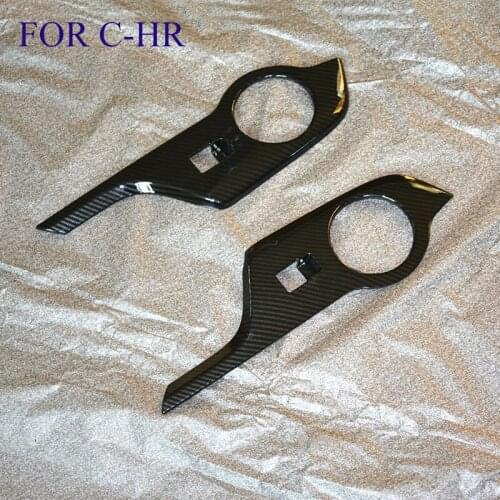 FIT For C-HR CHR 2016 2017 2018 Car Interior Window Lift Button Trim Inner Door Armrest Cover ABS carbon fiber black