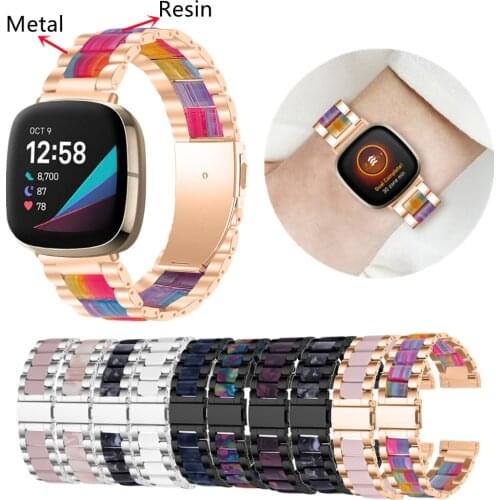 Resin Wrist Strap For Fitbit Versa 3 Smart Watch Band For Fitbit Sense Colorful Resin Bracelet Versa3 Women Men Replace Belt