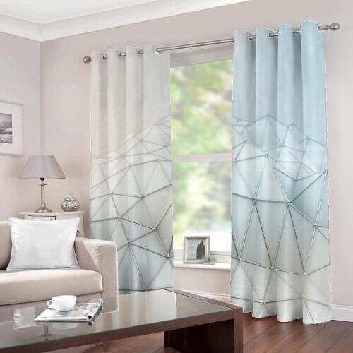 Custom Abstract Geometric Art Painting Curtains Silver Stripe Stereoscopic Blackout For Living room Bedroom Drapes Sets