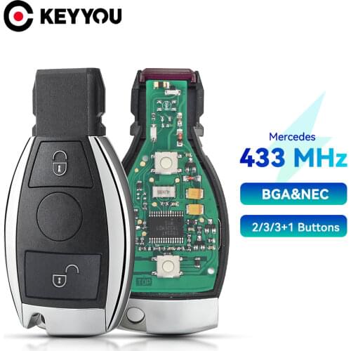 KEYYOU 433.92MHz 2 Buttons For Mercedes Benz Year 2000+ Supports Original BGA Style Smart Remote Key