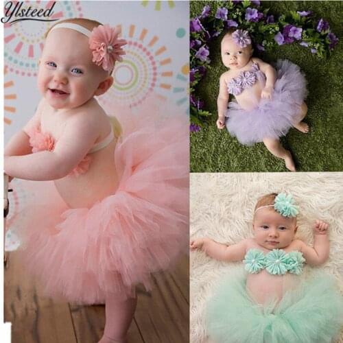 Newborn Photography Props Baby Tutu Skirt with Flower Headbands Infant Photography Costume Set Cute Princess Skirt Flower Cap