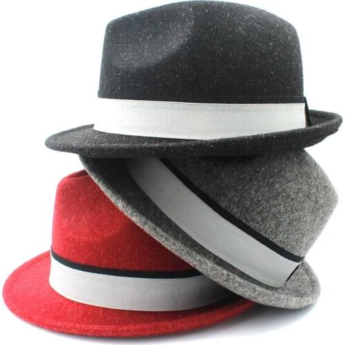 Women Men Wool Fedora Hat For Elegant Lady Travel Trilby Homburg Church Derby Jazz Caps Fashion Ribbion Size 56-58CM
