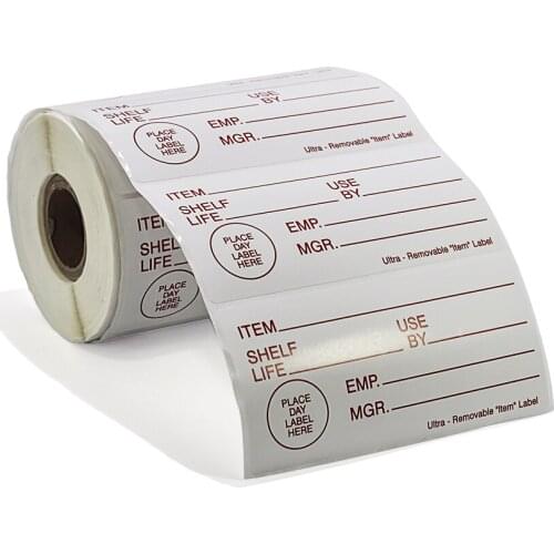 Shelf Life 2x4 Inch Removable Label Easy Remove Stickers Keep Food Fresh 500 Labels/Roll