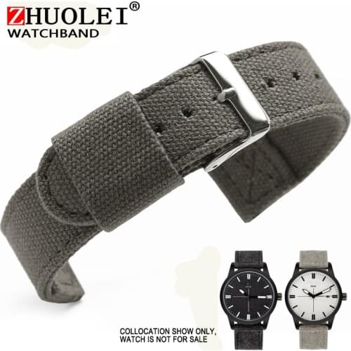 18/20/22mm Replacement for SW Army/ Timberland Canvas watch Strap Black/Grey Watch Bracelet with stainless Steel Buckle