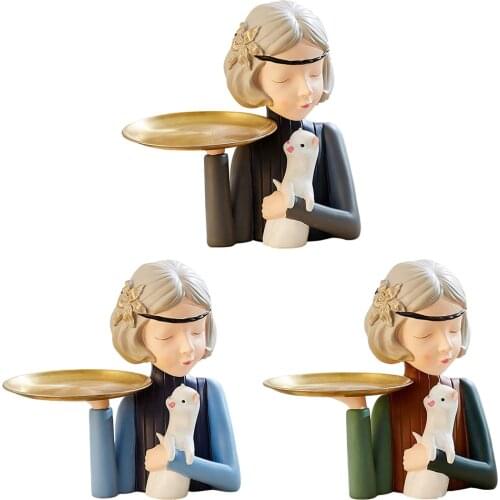 Modern Girl Resin Art Statue Women Free Standing Sculpture Table Figurine