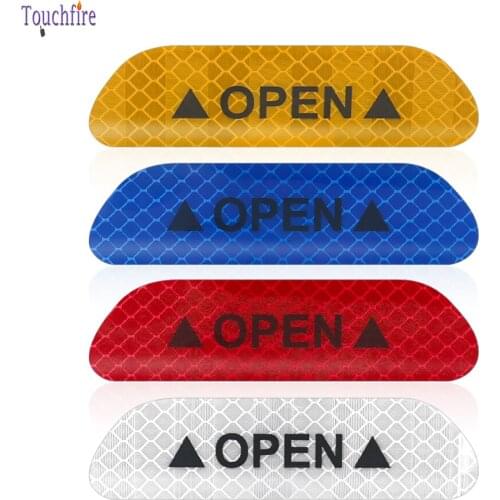 4pcs/Set Car OPEN Reflective Strips Waterproof Warning Stickers Night Driving Safety Lighting Luminous Tapes Fluorescent