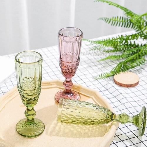 NEWYEARNEW 1piece Multicolor Carved Red Wine Glasses Cups Wedding Party Champagne Flutes Goblet Bar Home Tools