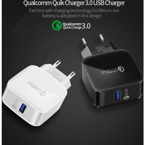 QC 3.0 Quick USB Charger Fast Travel Charger For SAMSUNG A50 iPhone 7 6 8 Plus Redmi Note 7 Pro US UK Plug USB Adapter Socket