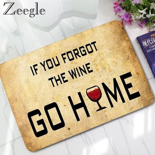 Zeegle Retro Printed Doormat Go Home Rubber Entrance Mats Rubber Rugs Doormat Non-slip Thin Mat Floor Kitchen Rug
