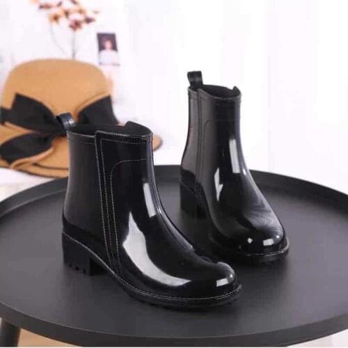 Women Rain Boots Waterproof Rubber Sole Low Heel Winter Shoe Female Middle Tube Fashion New Brand Design Ankle Boot