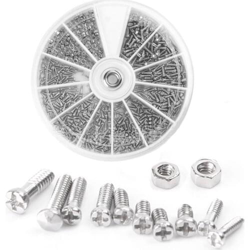 1Box (600pcs) 12 Kinds of Stainless Steel Small Screws Nuts Assortment Kit M1 M1.2 M1.4 M1.6 Screw Watches Glassess Repair Tools