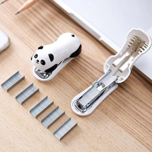 1 Pcs Mini Panda Stapler Set Cartoon Office School Supplies Staionery Paper Clip Binding Binder Book Sewer