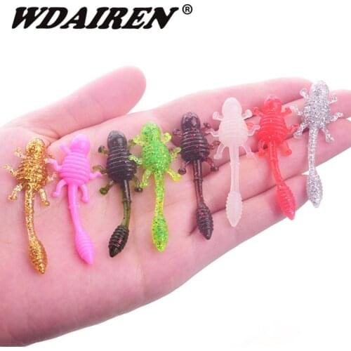 10Pcs/lot Fishing Lures Soft Lure Pesca Silicone salt shrimp odor Bait 50mm/1.15g Crazy Flapper Carp Wobblers For Fishing Tackle
