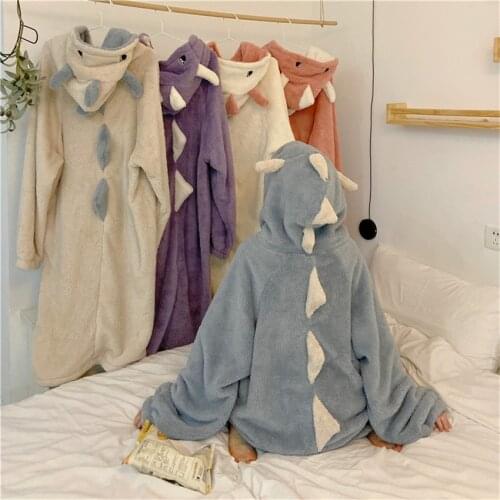 20 Autumn Winter Women Hooded Flannel Nightgowns Midi-Long Nightgown Cute Girl Night Dress Sleepwear Princess Coral Fleece 1300