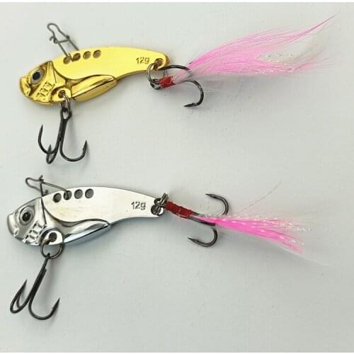 3g 7g 12g VIB metal fishing lure fake fishing bait double hooks anchor hook bait gold color feathered metal bait sea fishing