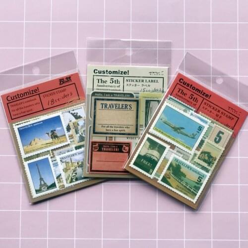 4 Sheets/Pack Travel Around the World Stamp Sticker Phone Album Scrapbooking DIY Decor Stick Label Stationery Kids Gift