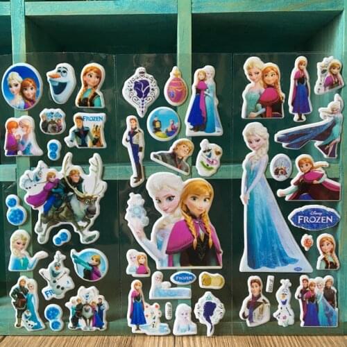 6PCS Disney Princess Frozen Stickers Baby Girl Funny Kids Toys Kids Cute Anime Stickers Kawaii