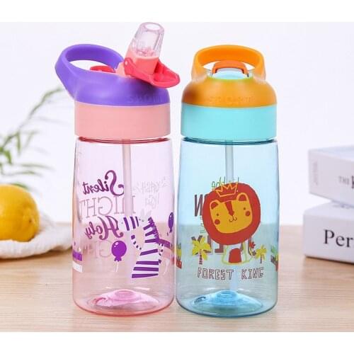 480ML Sports Water Bottle Kids Water Bottle Straw Water Bottles Bpa Free No Phthalate Tritan Baby Lemon Bottle