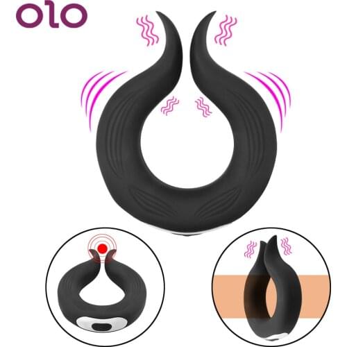 OLO 10 Frequency Erotic Delay Ejaculation Dildos Vibration For Gay Sex Toys for Man Penis Ring Vibrator Male Chastity Cock Ring