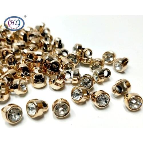 HL 50PCS/lot 6mm/10mm New Plating Buttons With Rhinestones Shank DIY Apparel Sewing Accessories Shirt