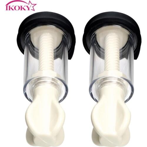 IKOKY Electric Shock Nipple Sucker Clitoris Massager 1 Pair Nipple Clamps Pump Full Body Massager Breast Enlarger