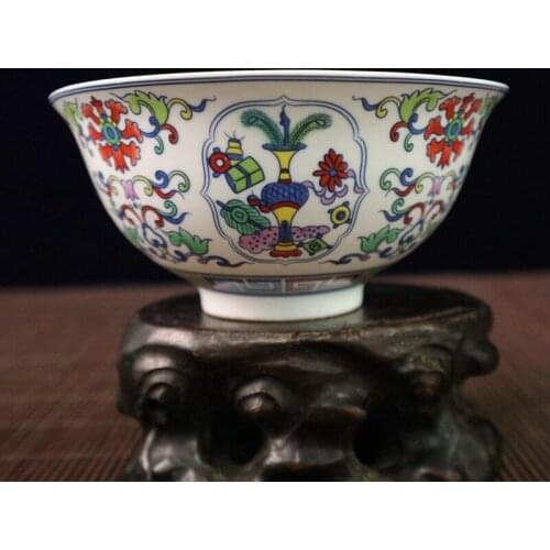 Exquisite Interesting Chinese Imitation Old-style Colorful Flowers Porcelain Bowl No.2