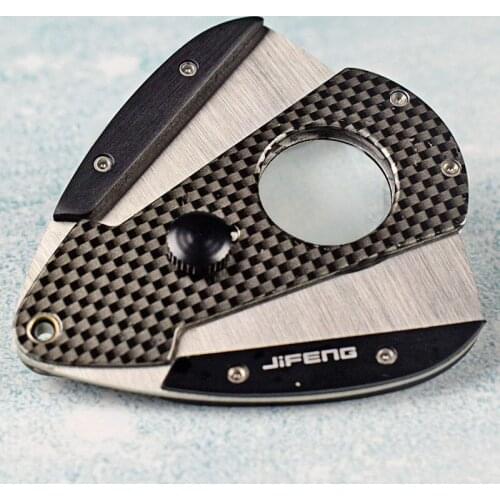 JiFENG Cigar Cutter Checkered Pattern Fashion Stainless Steel Cigar Scissors Classic Black Color Smoker Accessories