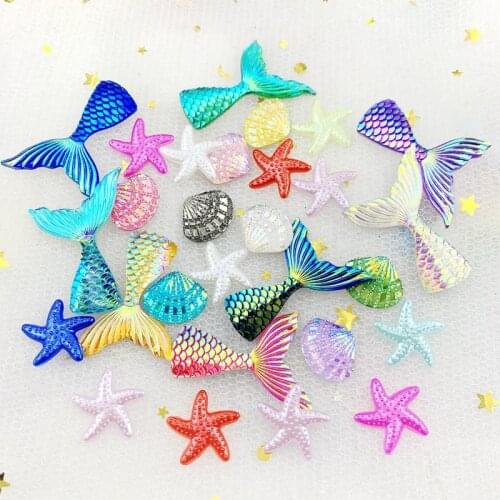 Shell flat back/fish tail scrapbook/starfish rhinestone for jewelry making DIY decorative accessories resin crafts