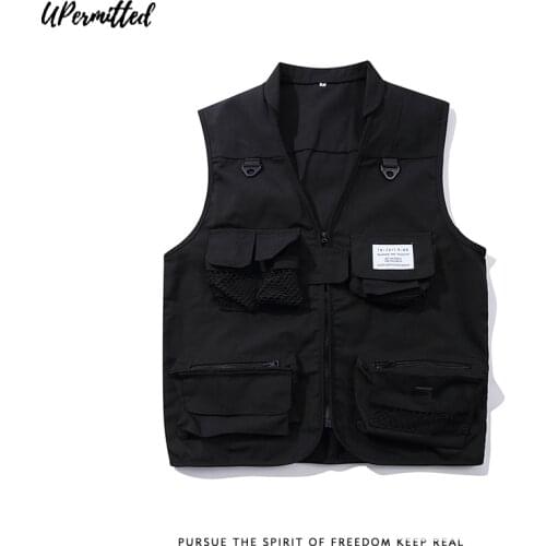 2021 Autumn NEW Net Pockets Work Mens Fashion Street Casual Tactical Coat Mens Tech Wear Warm Vests Sleeveless Top Hot Sale