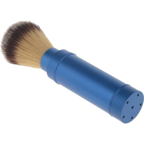 Soft Dense Shaving Brush with Hard Aluminium Handle, Mens Professional Shaving Tool, Blue Metal Handle