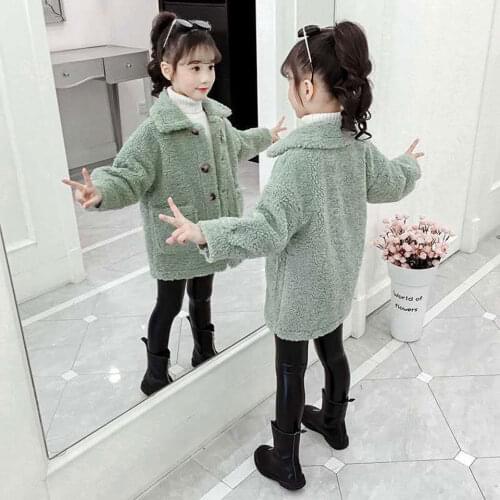 New Arrivals 2020 Kids Fur Fur Coat Autumn Winter Girl Clothing Fashion Causal Girls Outerwear 2 Colors For 3-12 Yrs Warm Coats