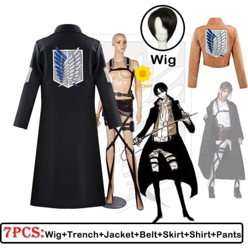 Attack on Titan Shingeki no Kyojin Cosplay Costume Levi Ackerman Levi Rivaille Scouting Legion Suit Leather Belt Recon Corp