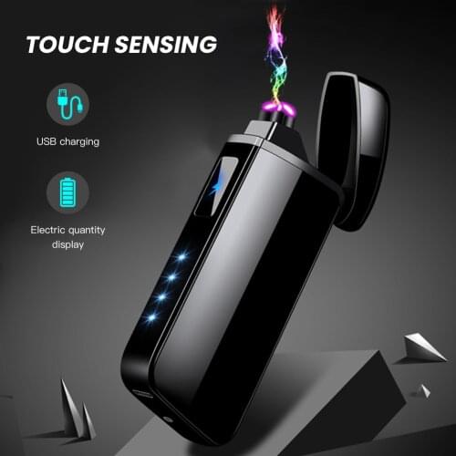Personality Creative Windproof USB Charging Touch Induction Double Arc Lighters Pulse Plasma Cigarette Lighter Gadgets for Men