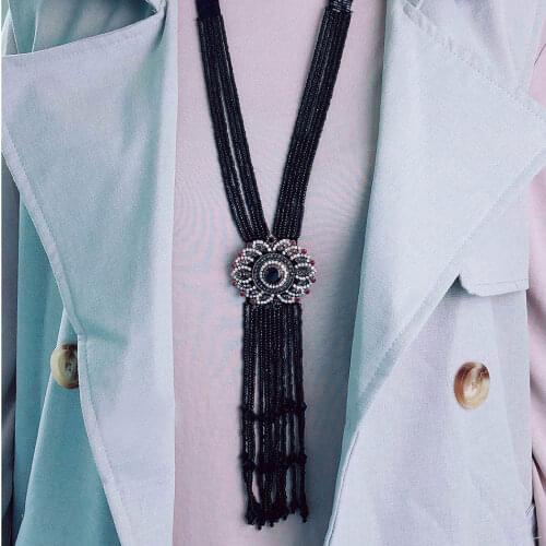 New Turkish Women Dual Purpose Pendant Necklace Long Natural Beads Charm Necklace Handmade Vintage Bohemia Sweater Chain Jewelry