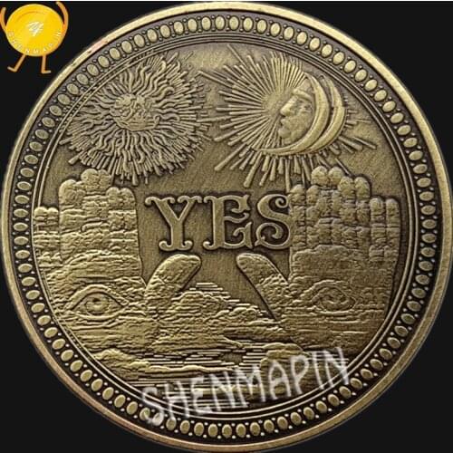 "Yes No" Yes No Culture Art Decision Commemorative Coin Three-dimensional Retro Pattern Bronze Coins Collectibles Sun Moon Coins