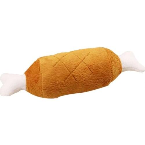 Plush Toy Funny Drumstick Shape Durable Squeaky Toy for Pet Funny Dogs Puppy Molar Bite Chew Toys to Clean the Teeth Supplies