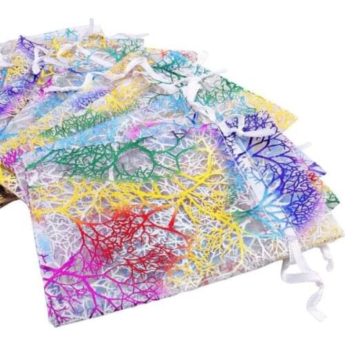 Gifts Bags Drawstring Pouches Jewelry Bags,Coralline Pattern Candy Pouch Favor Organza Bags for Party Wedding F20173275