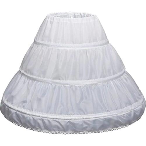Wedding Petticoat Crinoline Slip 3 Hoops One Layer Children Kids Lace Trim Flower Girl Bridal Dress Underskirt Elastic Waist