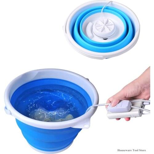 Mini Foldable Washing Machine Portable Rotating Ultrasonic Turbines Washer USB Charging Laundry Clothes Cleaner for Home Travel