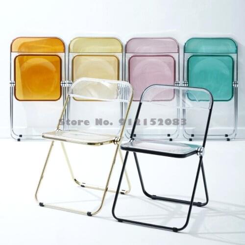 Transparent chair acrylic ins dining chair net red backrest stool fashion photo makeup chair clothing store folding chair