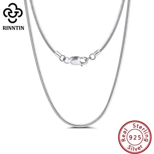 Rinntin 925 Sterling Silver 1.5mm Round Snake Chain Luxury Necklace for Women Men Chain Jewelry Valentines Day Present SC30