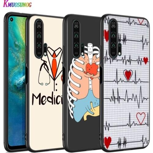 Black Silicone Cover Nurse Medical Medicine for Huawei Honor 10i 9X 8X 20 10 9 Lite 8 8A 7A 7C Pro Lite Phone Case