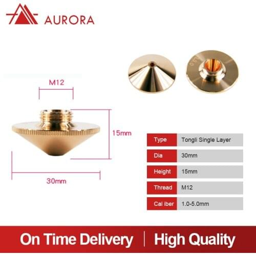 Aurora Laser Tongli Nozzle Single/Double Layer Dia.30mm Caliber 1.0-5.0mm For Empower Fiber Laser Head Laser Machine